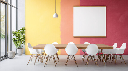Modern Interior Design Blank Canvas Colorful Walls and Stylish Dining Set