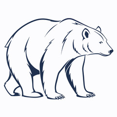 Fototapeta premium Elegant outline illustration of a powerful bear walking in a side profile against a white background