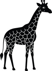 Naklejka premium Stylized Giraffe Silhouette with Distinctive Geometric Pattern on White Background