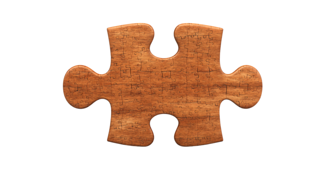 Brown Wooden Jigsaw Puzzle Piece on Transparent Background - Powered by Adobe