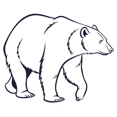 Fototapeta premium Line art illustration of a powerful walking bear showing majestic animal strength and beauty