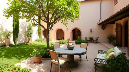 Serene Tuscany Courtyard in Italian Style