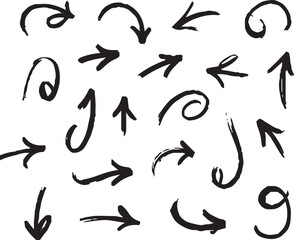  brush stroke arrow icon set.