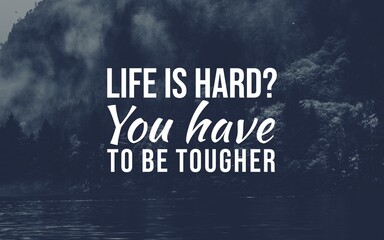 Inspirational phrase encouraging resilience and strength against life's struggles, set over a...