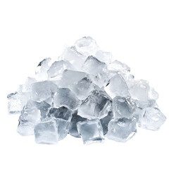 A pile of ice cubes on black background