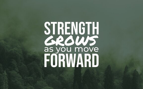 Motivational quote overlaying a serene forest scenery, symbolizing strength, progress, and optimism. Great for uplifting-themed visuals in self-care, personal growth, or social media campaigns.