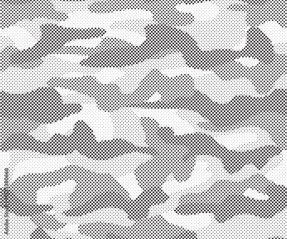 Aufkleber abstract halftone seamless camouflage pattern. repeating digital dotted hexagonal camo military text