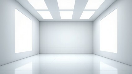 Bright White Room Empty Space Minimalist Interior Design