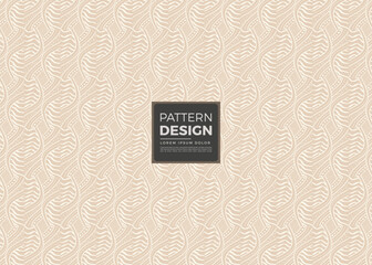 Elegant Beige and White Pattern Design Featuring Decorative Wavy Lines and Geometric Accents for Textiles