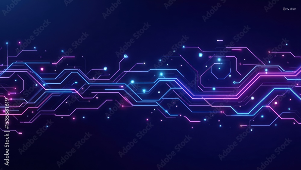 Poster abstract design of glowing circuit lines.