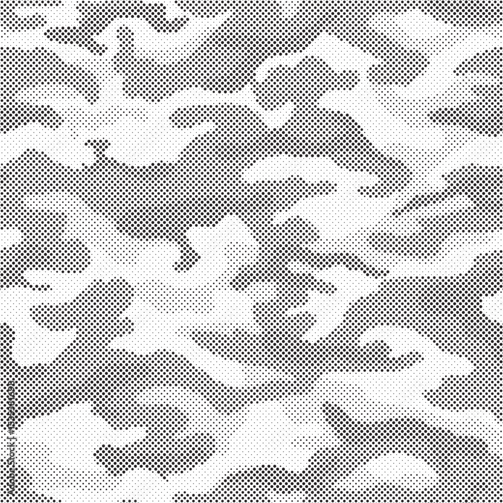 Poster Abstract halftone background. Military camouflage effect dot seamless pattern texture. Dotted background as design element.