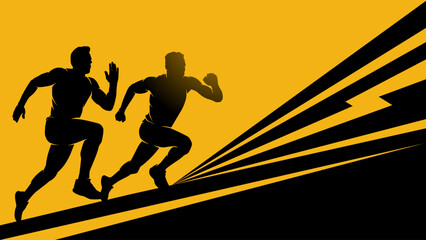 Silhouette Runners on Speed Lines Background – Dynamic Sports Vector Banner