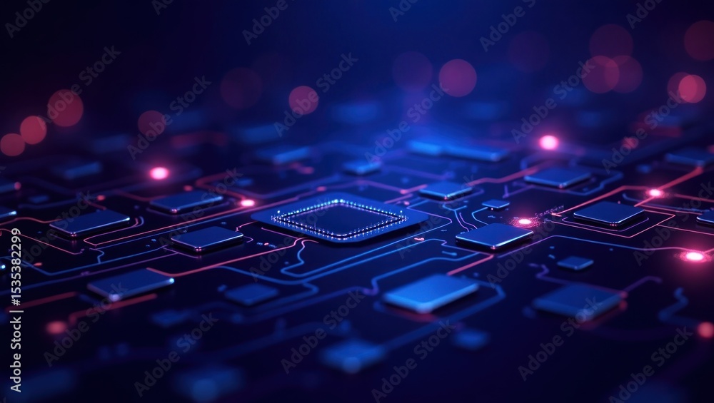 Aufkleber close-up view of a complex circuit board with highlighted components.