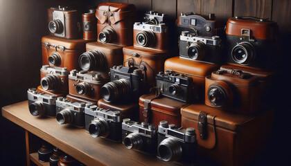 Collectors Vintage Cameras, Ai generated image
