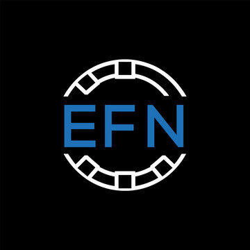 EFN Modern Tech Logo, Design &ndash; EFN Later Logo,  Futuristic Blue and White Circular Emblem on Black Background.
