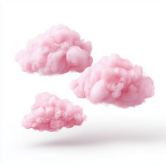 Delicate Pink Cotton Candy Clouds , white background cut out PNG