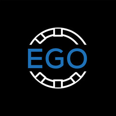 EGO Modern Tech Logo, Design – EGO Later Logo,  Futuristic Blue and White Circular Emblem on Black Background.
