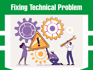 Business Team Fixing Technical Problem Animation