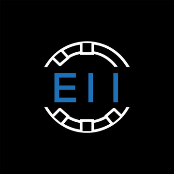 EII Modern Tech Logo, Design &ndash; EII Later Logo,  Futuristic Blue and White Circular Emblem on Black Background.

