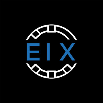 EIX Modern Tech Logo, Design &ndash; EIX Later Logo,  Futuristic Blue and White Circular Emblem on Black Background.
