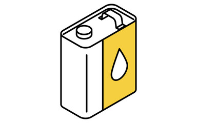 エンジンオイル（金属缶）、シンプルでかわいいアイソメトリックの線画アイコン