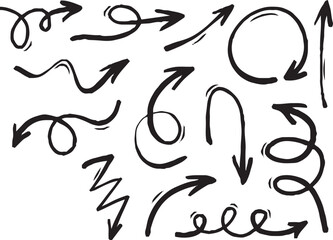  brush stroke arrow icon set.