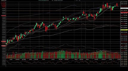 Stock market data visualization with various technical indicators