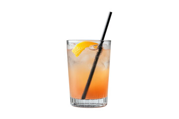 Refreshing Citrus Cocktail: a visually appealing cocktail with a zesty citrus garnish and a sleek black straw.  The refreshing drink is presented in a tall, elegant glass.