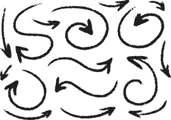  brush stroke arrow icon set.
