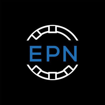 EPN Modern Tech Logo, Design &ndash; EPN Later Logo,  Futuristic Blue and White Circular Emblem on Black Background.
