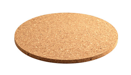 Round cork coaster isolated on transparent background
