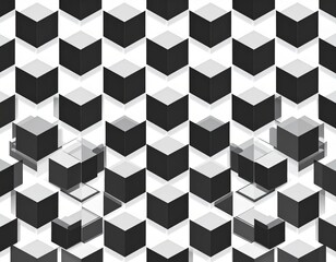 Abstract Geometric Pattern With Black And White Cubes