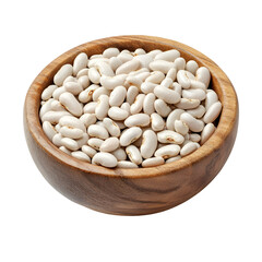 White beans in a wooden bowl healthy food