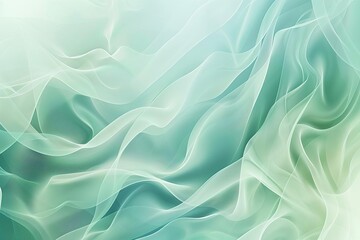 Fototapeta premium Abstract image featuring flowing, semi-transparent waves in shades of teal, green, and white.