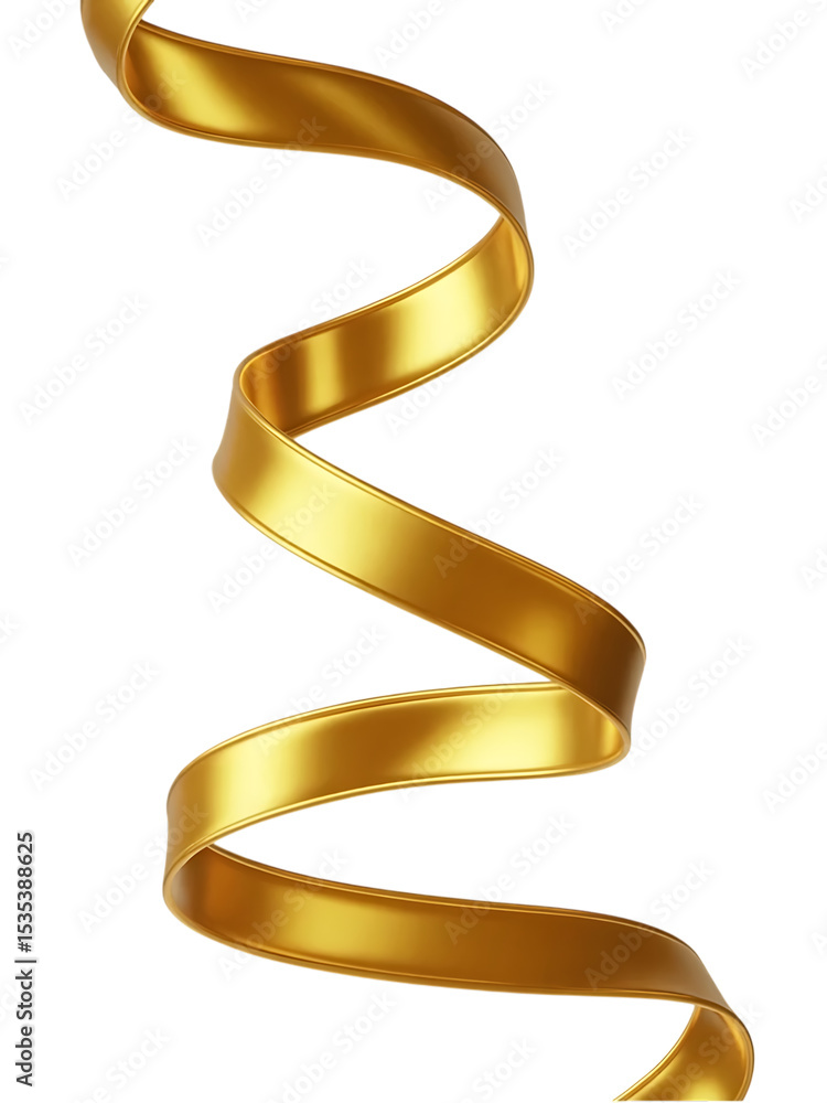 Poster golden ribbon swirl design element isolated on transparent background