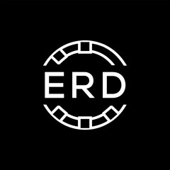 ERD Modern Tech Logo, Design – ERD Later Logo,  Futuristic Blue and White Circular Emblem on Black Background.
