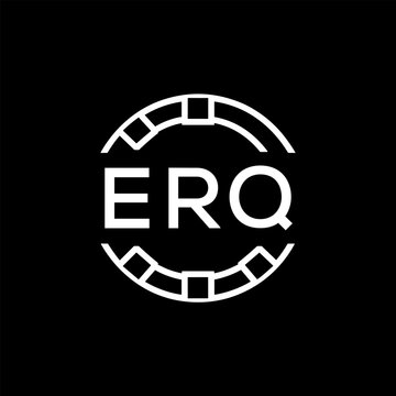 ERQ Modern Tech Logo, Design &ndash; ERQ Later Logo,  Futuristic Blue and White Circular Emblem on Black Background.
