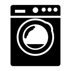 Silhouette of washing machine with eco mode icon, energy-efficient laundry appliance