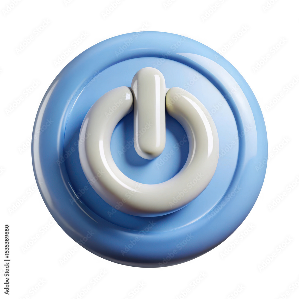 Poster 3d realistic power button icon isolated on transparent background