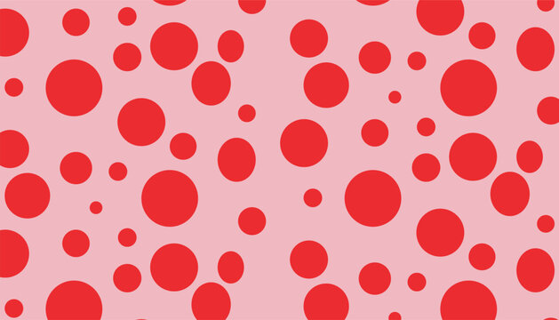 Seamless red polka dot pattern on pink background, perfect for a vintage love or holiday design illustration