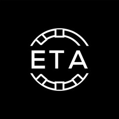 ETA Modern Tech Logo, Design – ETA Later Logo,  Futuristic Blue and White Circular Emblem on Black Background.
