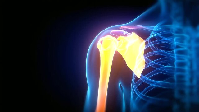 Detailed exploration of shoulder joint anatomy highlighting labrum and rotator cuff tear areas.