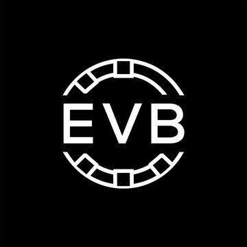 EVB Modern Tech Logo, Design &ndash; EVB Later Logo,  Futuristic Blue and White Circular Emblem on Black Background.
