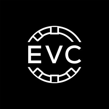 EVC Modern Tech Logo, Design &ndash; EVC Later Logo,  Futuristic Blue and White Circular Emblem on Black Background.
