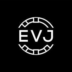EVJ Modern Tech Logo, Design – EVJ Later Logo,  Futuristic Blue and White Circular Emblem on Black Background.
