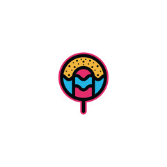 Obraz premium Donut and chocolate ice cream logo design.