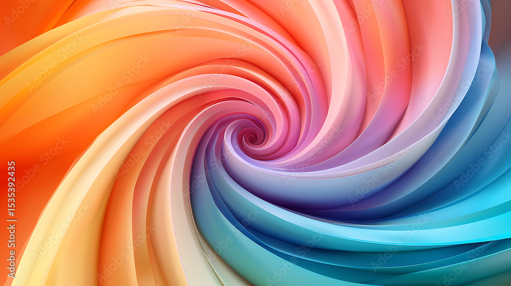 Poster a vibrant abstract spiral with a gradient of colors creates a visually dynamic and captivating desig