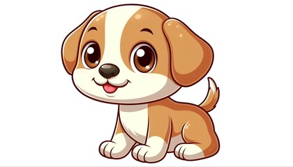 Cartoon image of a cute puppy, white background	