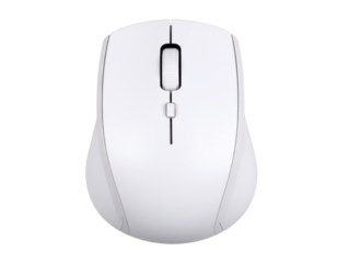 Top View of Ergonomic Computer Mouse with Scroll Wheel, Transparent Background