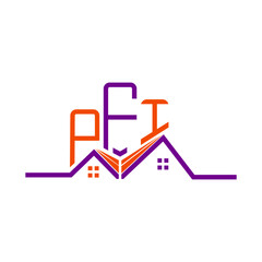 PFI Real State logo design, PFI simple and modern logo. PFI luxurious alphabet design